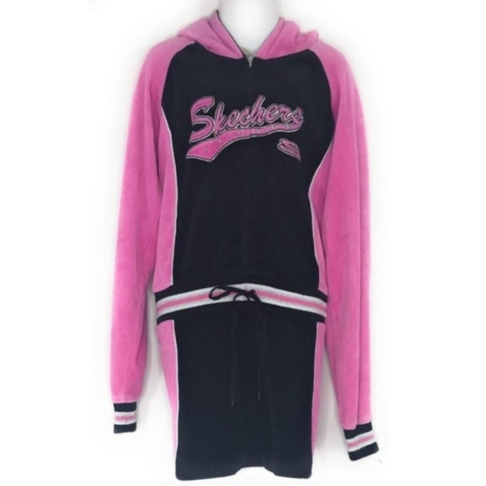 SKECHERS Kids Girls Black Pink Sweater Dress Hoodie Size 8